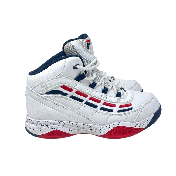 Fila Spitfire Boys 4 Mid-Cut White Red Blue Youth Basketball Sneakers - Picture 15 of 16